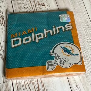 Miami Dolphins NFL Party Tailgate Napkins 36 Ct Made In USA Game Day Football